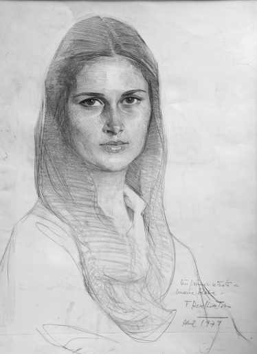 Primer retrato a lápiz de María Rosa. 1979